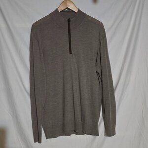 Johnnie-O Baron Merino Wool Blend 1/4 Zip Pullover Sweater - Oatmeal - Sz L*
